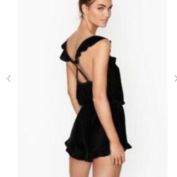 Victoria's Secret Romper crushed velvet w ruffles - Picture 1 of 10